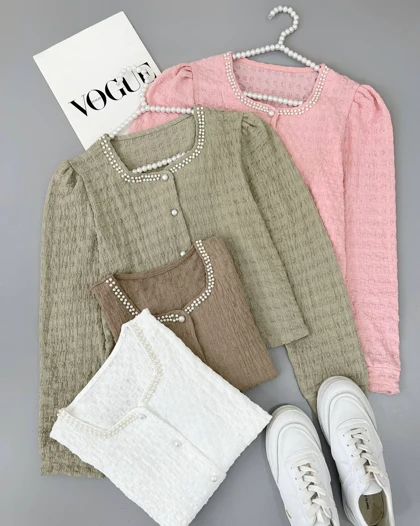 شومیز ژاکاردکش مرواریددوزی کد 4619