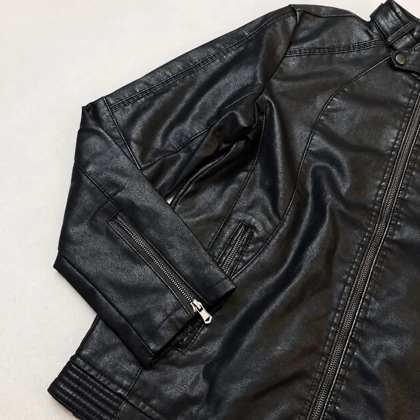 کت چرم مردانه مشکی موتورسواری | خرید کت چرم زیپ‌دار مدل 02