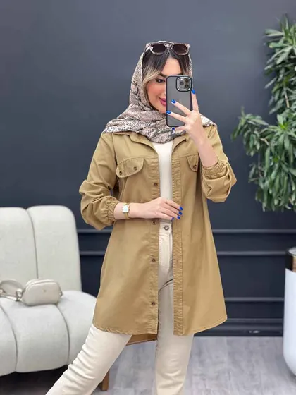 مانتو جیب نما بغل زیپ طنین