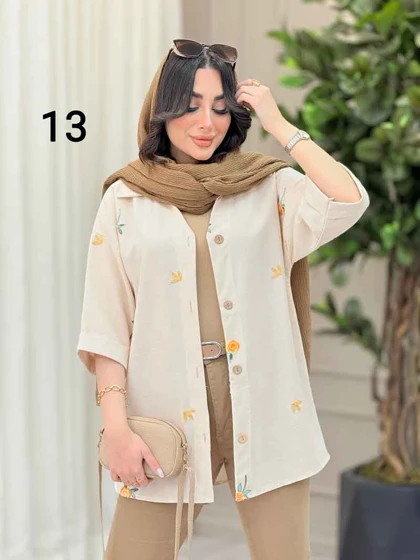 شومیز نچرال طرح دار