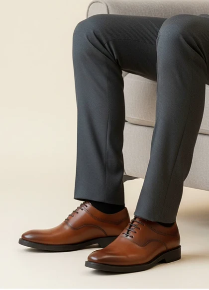 کفش رسمی بندی مردانه مدل sahand-عسلی