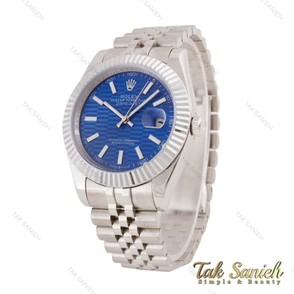 ساعت رولکس دیت جاست 2 مردانه استیل صفحه آبی طرح دار Rolex-5618-G