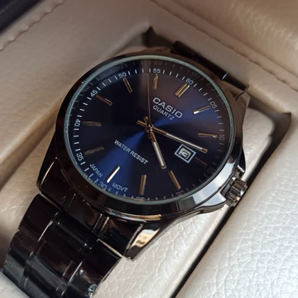 ساعت مچی مردانه کاسیو ترند کلاسیک خط سیلور صفحه آبی تیره