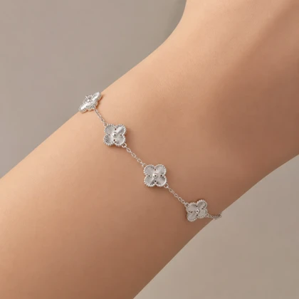 دستبند ونکلیف نقره ای کد 509428006-16