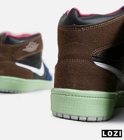 کفش کتانی مردانه و زنانه ساق‌دار مشکی آبی قهوه ای NIKE jordan 1