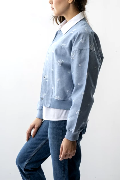 کت کتان ژاکارد گل‌دار زنانه