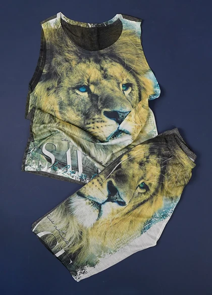 ست رکابی شلوارک مردانه طرح شیر