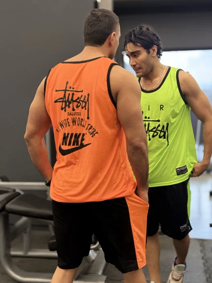 ست بسکتبالی نایک استاسی (Nike Air x Stussy) پارچه فلامنت آجری (8 رنگ)