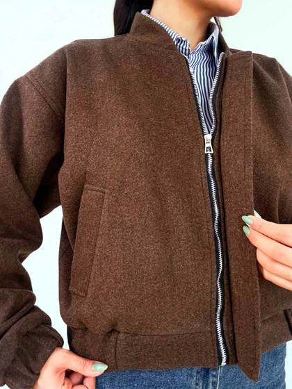 بامبر ژاکت زنانه فوتر وارداتی آستردار ضخیم قد 55