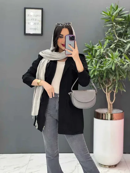 مانتو کتان کمرگت سرشونه پاگن