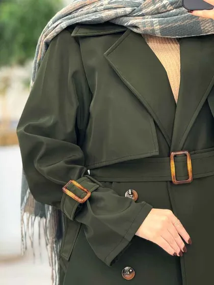 بارانی بلند چهاردکمه ترلان