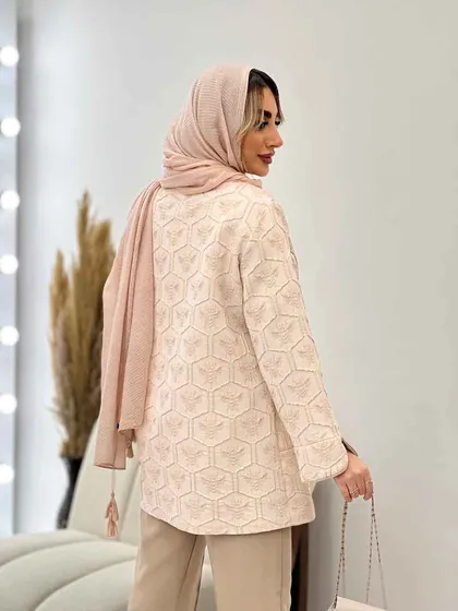 مانتو ژاکارد آستین لاله ای