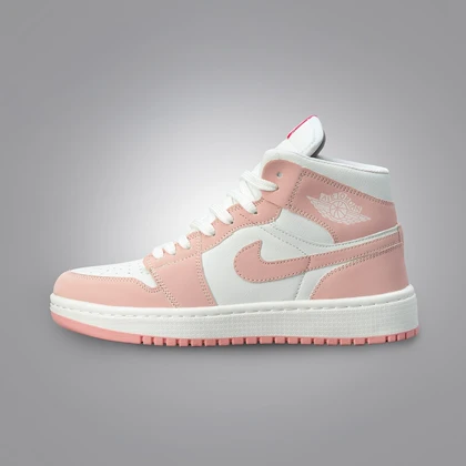 کفش کتانی زنانه نایک ایر جردن 1 ساق‌دار صورتی (Nike Air Jordan 1 White) کد 2341
