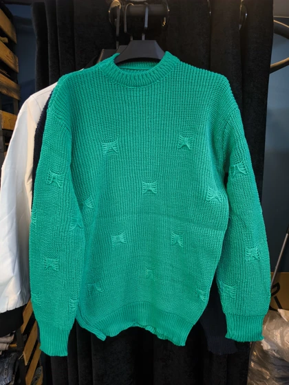 ژاکت پلیور سبز بوتگا مردانه فری سایز مناسب سایزهای L تا 2XL