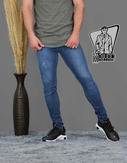 شلوار جین سورمه ای زاپ‌دار