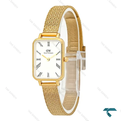 ساعت زنانه دنیل ولینگتون حصیری مستطیلی طلایی ایندکس یونانی DW-8199-L