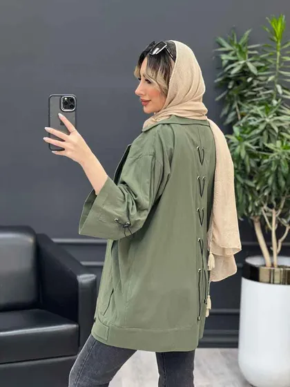 مانتو لینن پشت قیطان دوزی