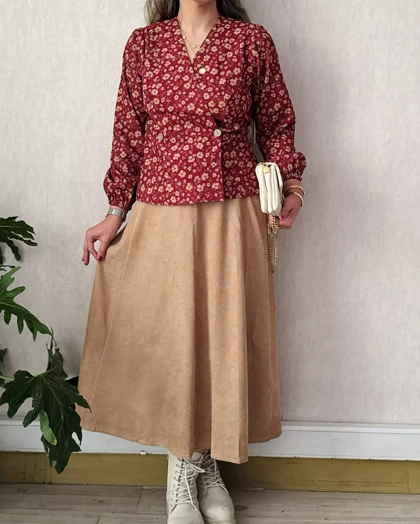 دامن مخمل کبریتی پینار