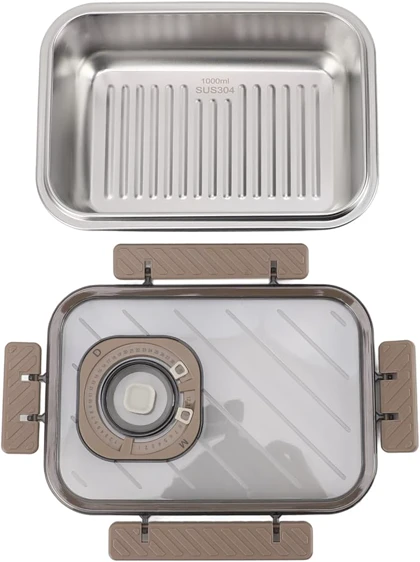 ظرف نگهدارنده غذا فریزری استیل مستطیل قفل دار