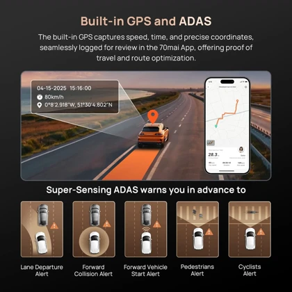 دوربین ثبت وقایع خودرو هفتاد مای 70mai مدل A810S-2 با GPS داخلی