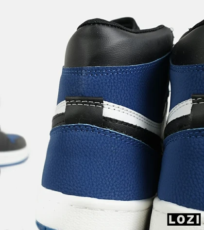 کفش کتانی مردانه و زنانه ساق‌دار مشکی آبی سفید NIKE jordan 1