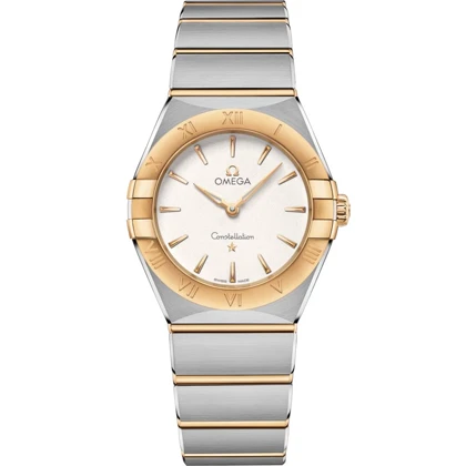 ساعت امگا کانسلیشن زنانه دورنگ طلایی ایندکس خط Omega Constellation silver gold