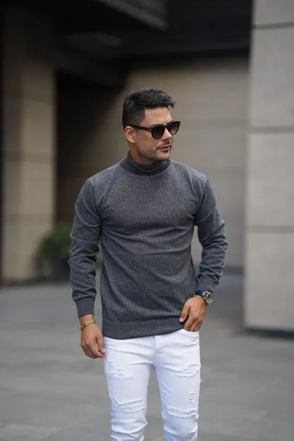 بافت یقه اسکی مردانه کد 80952