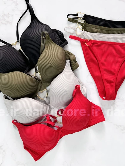 ست شورت و سوتین فنر دار کبریتی هارنس دار قلبی