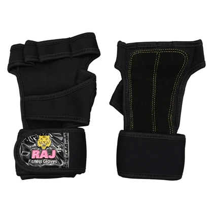 دستکش و محافظ کف دست بدنسازی راج مدل 404K1386 مشکی بسته دو عددی