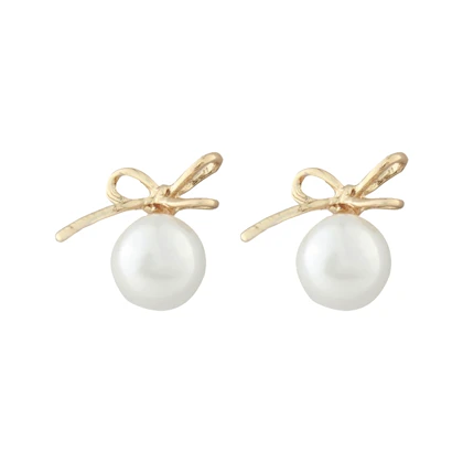 گوشواره زنانه میخی مدل پاپیون مرواریدی