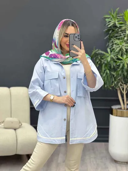 مانتو نوار دوزی دو جیب