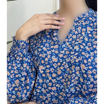 شومیز آبی گل‌دار 18366