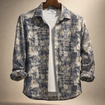 پیراهن کنف لینن صددرصد نخ سرمه ای طلایی «گرافیت ماربل» فوق العاده خنک و با کیفیت کد S13