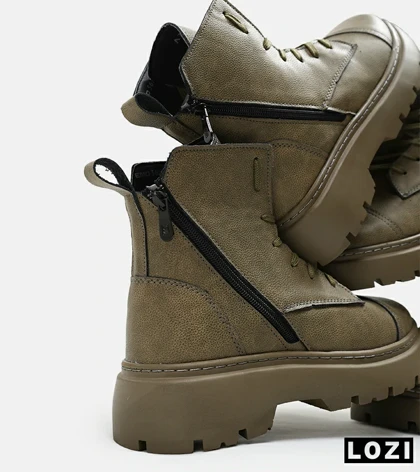 نیم بوت چرمی مردانه زیتونی Timberland