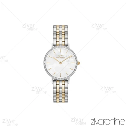 ساعت دنیل ولینگتون زنانه دورنگ طلایی صفحه سفید دور نگین 105377