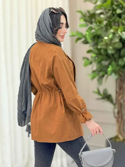 مانتو تک دکمه کمرگت دو جیب
