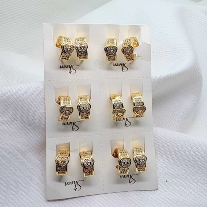 گوشواره برند شین مدل «ملکه قلب‌ها» | آبکاری طلای 24 عیار و درخشش الماس‌گونه