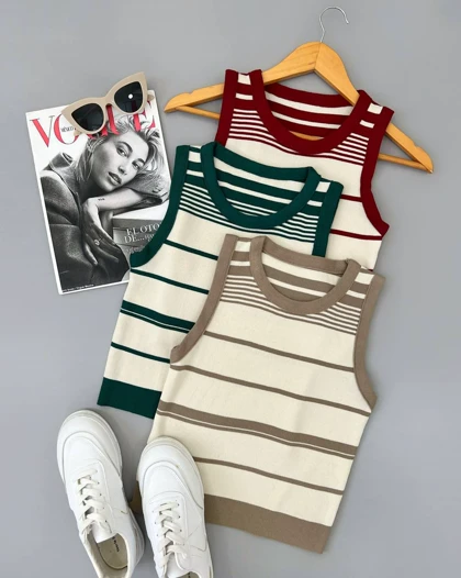 تاپ بافت راه راه 5 رنگ کد 4196