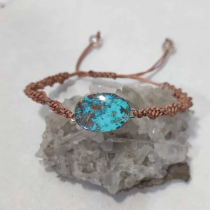 دستبند زنانه سنگ فیروزه نیشابور اصل کد 2