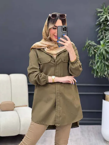مانتو جیب نما بغل زیپ طنین
