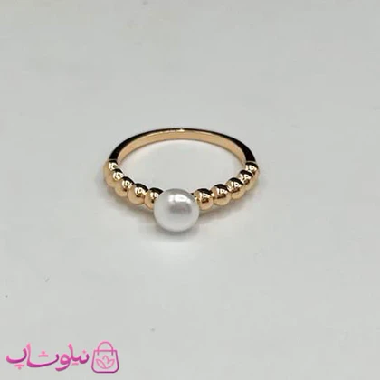 انگشتر زنانه ژوپینگ طلایی طرح مروارید سفید کد 1051