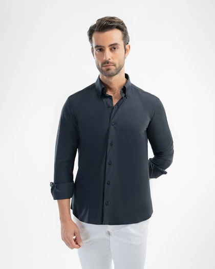 ام کی کالکشن پیراهن آستین بلند mk-23577-navy-blue