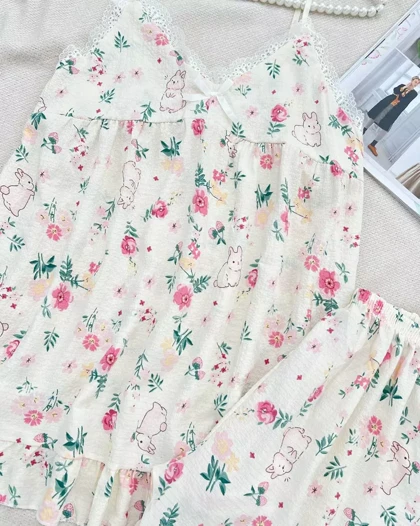 ست تاپ و شلوارک کاپ‌دار کد 5541