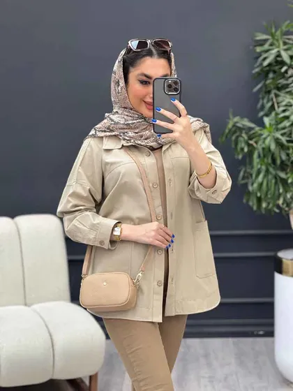مانتو برش‌دار دو جیب روژین