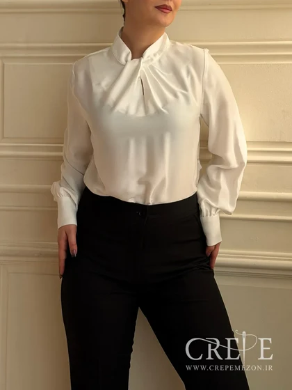 شومیز یقه گره‌ای ساتن مخمل