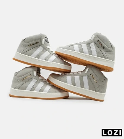 کفش کتانی نیم ساق مردانه و زنانه طوسی سفید ADIDAS Campus