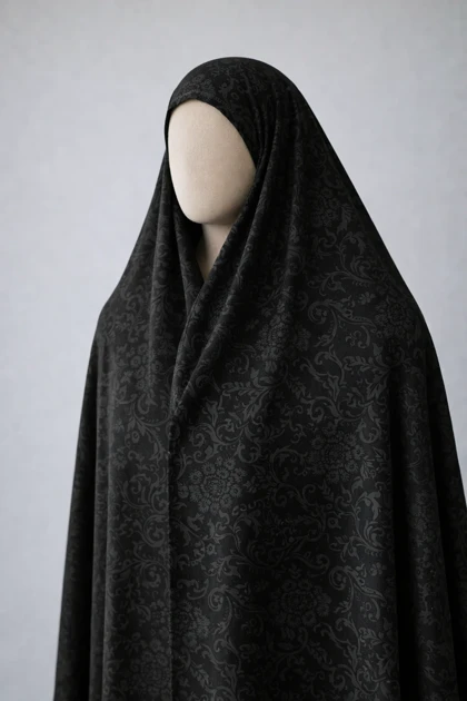پارچه چادر مشکی طرح دار برند رولنس اصل کره ای کد 102