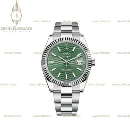 ساعت مچی رولکس سوئیسی سیلور صفحه سبز طرحدار Rolex Datejust