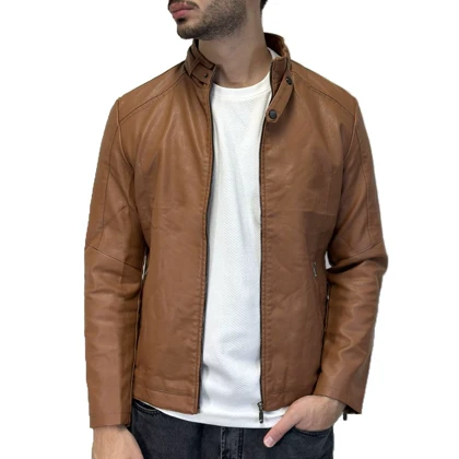 کاپشن چرم یقه دو دکمه FLSZ2308
