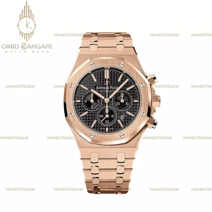 ساعت مچی اودمار پیگه کورنوگراف بند رزگلد صفحه مشکی Audemars Piguet